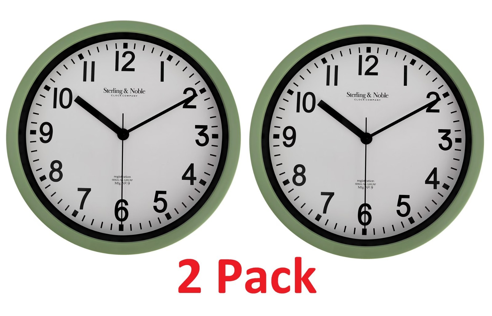 Mainstays Basic Indoor 8.78" Sage Analog Round Modern Wall Clock (2 Pack) gallery