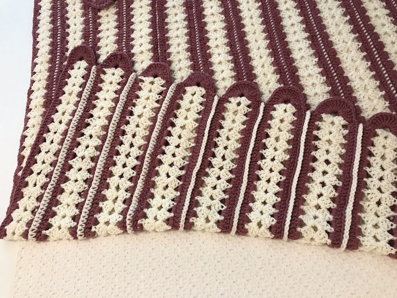 Handmade Granny Square Cable Crochet Afghan Throw 76 x 46 Rose & Ivory Cottage gallery