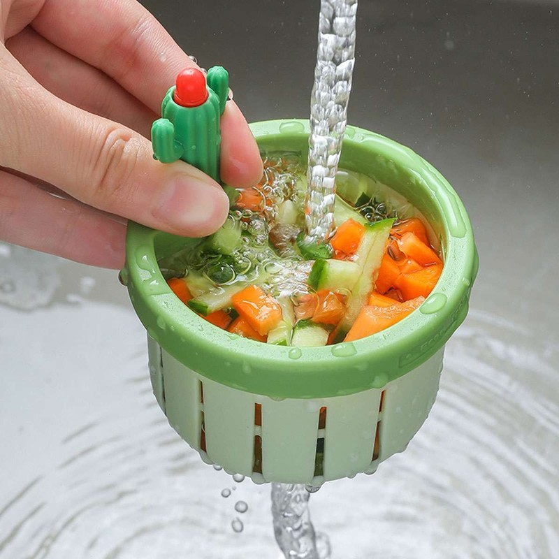 2X Creative Cactus Sink Filter Kitchen Drain Basket Food Slag Strainer W/ Handle gallery