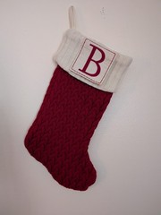 Kohls Christmas Stocking Red Cable Knit Initial B White Cuff
