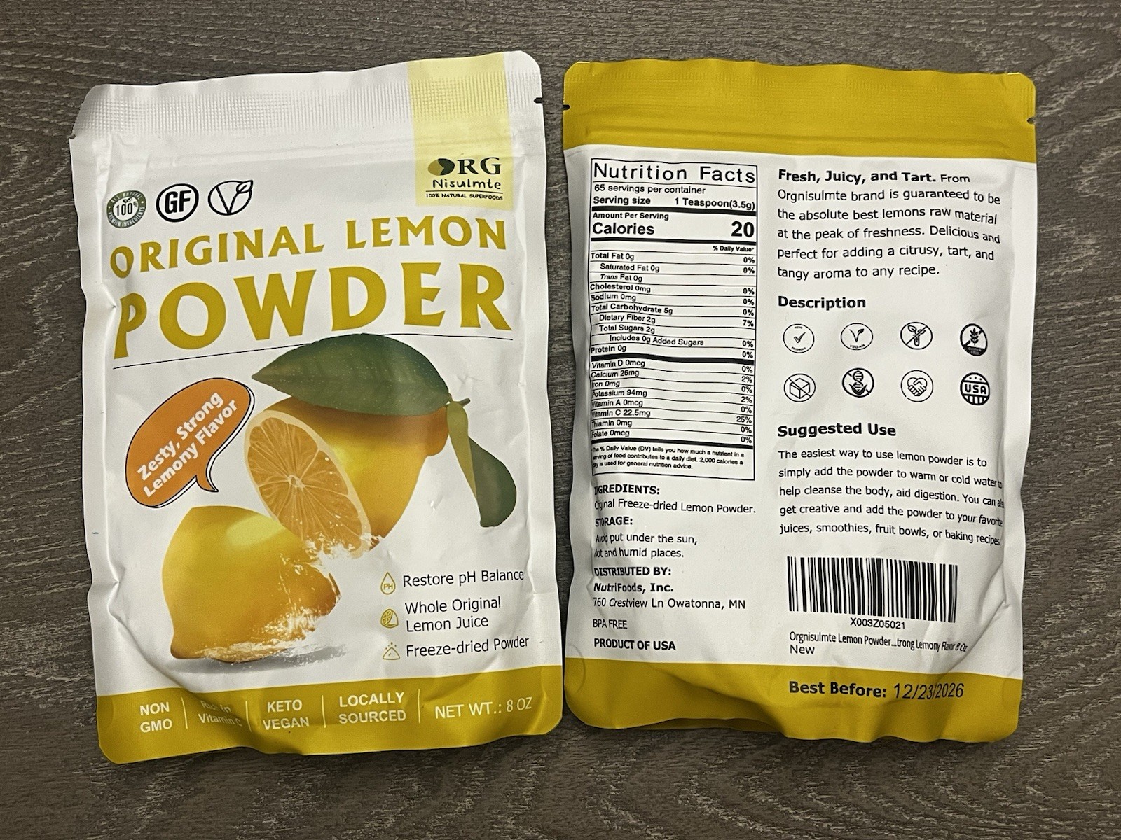 Original Lemon Powder 8oz 2 Pack | Gluten Free Vegan Non GMO Keto gallery