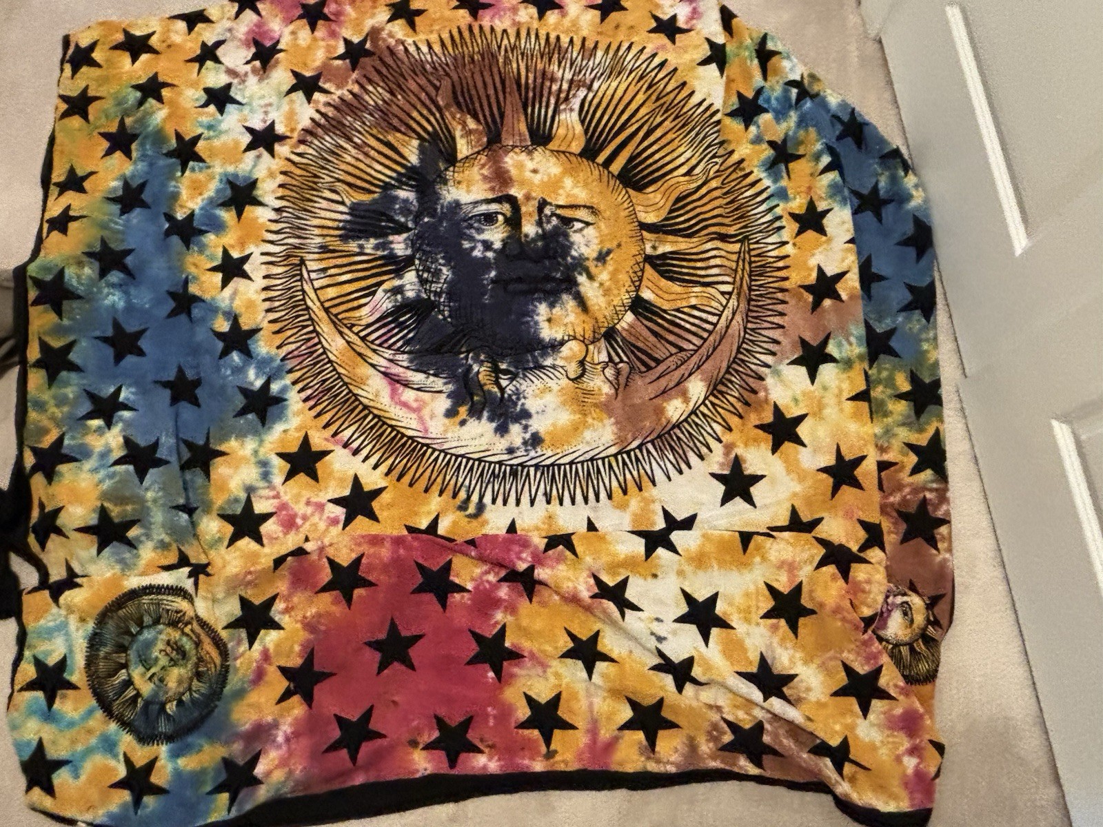 Celestial Tapestry 100% Cotton Sun Stars Made in India Hand Dyed Large Tie-dye gallery