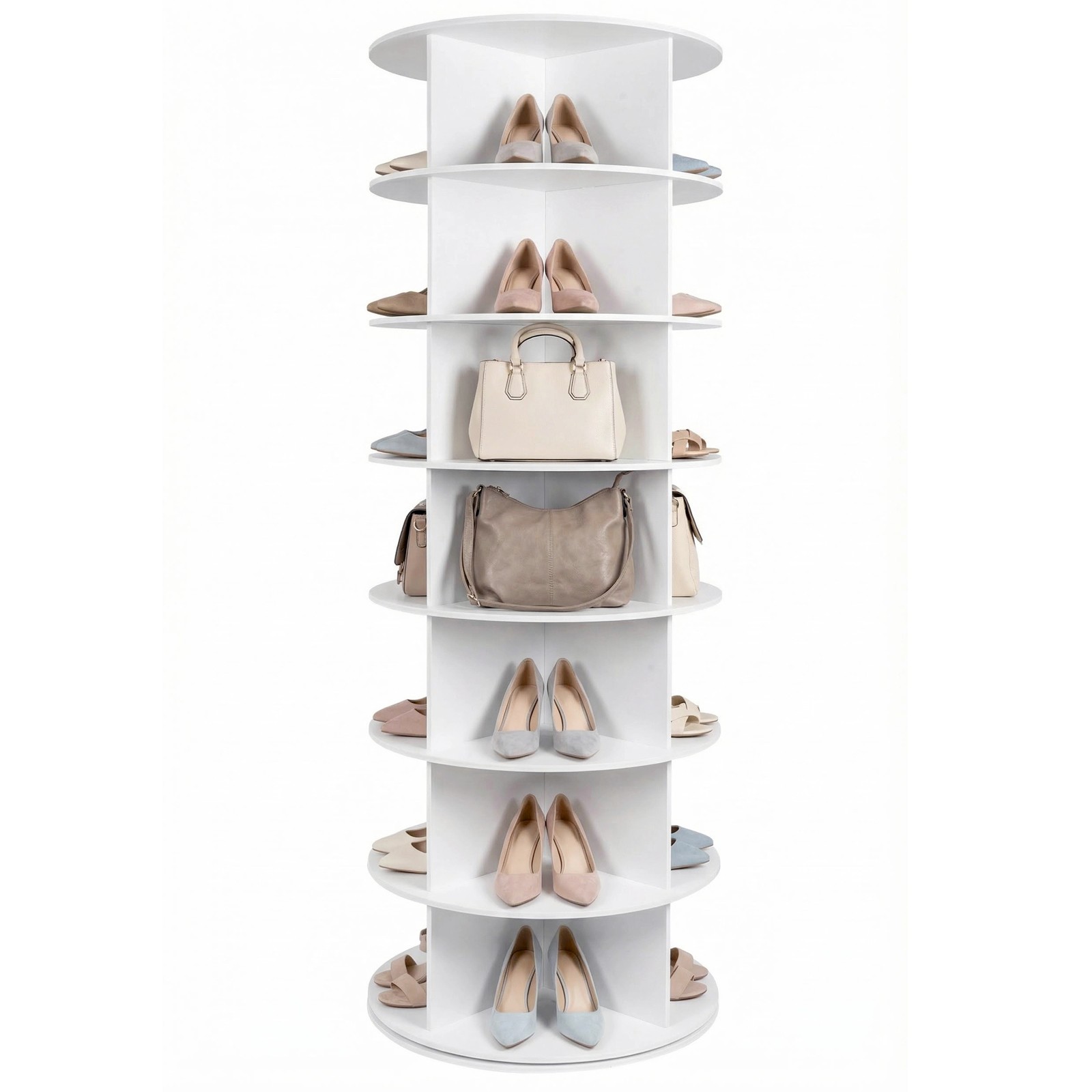 7 Tier Rotating Shoe Rack Tower Organizer Revolving 360 White Shoe Rack Storage gallery