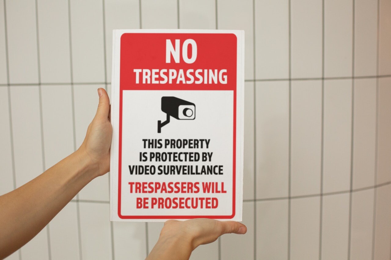 Private Property No Trespassing Soliciting Loitering Video Aluminum sign 8x12 gallery