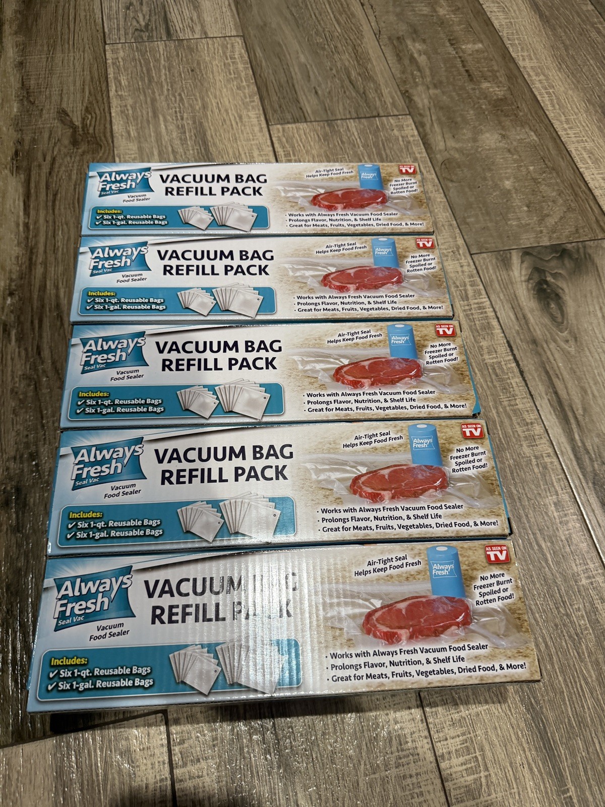 5 pack - New !! Always Fresh Seal Vac Vacuum Bag Refills Bp free gallery