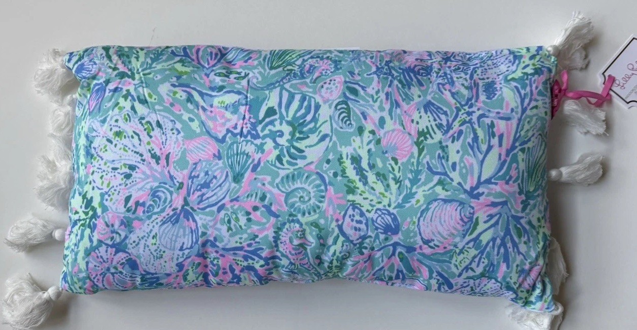 NEW! LILLY PULITZER *Decorative PILLOW Indoor Outdoor SEASHELLS Soleil It On Me gallery