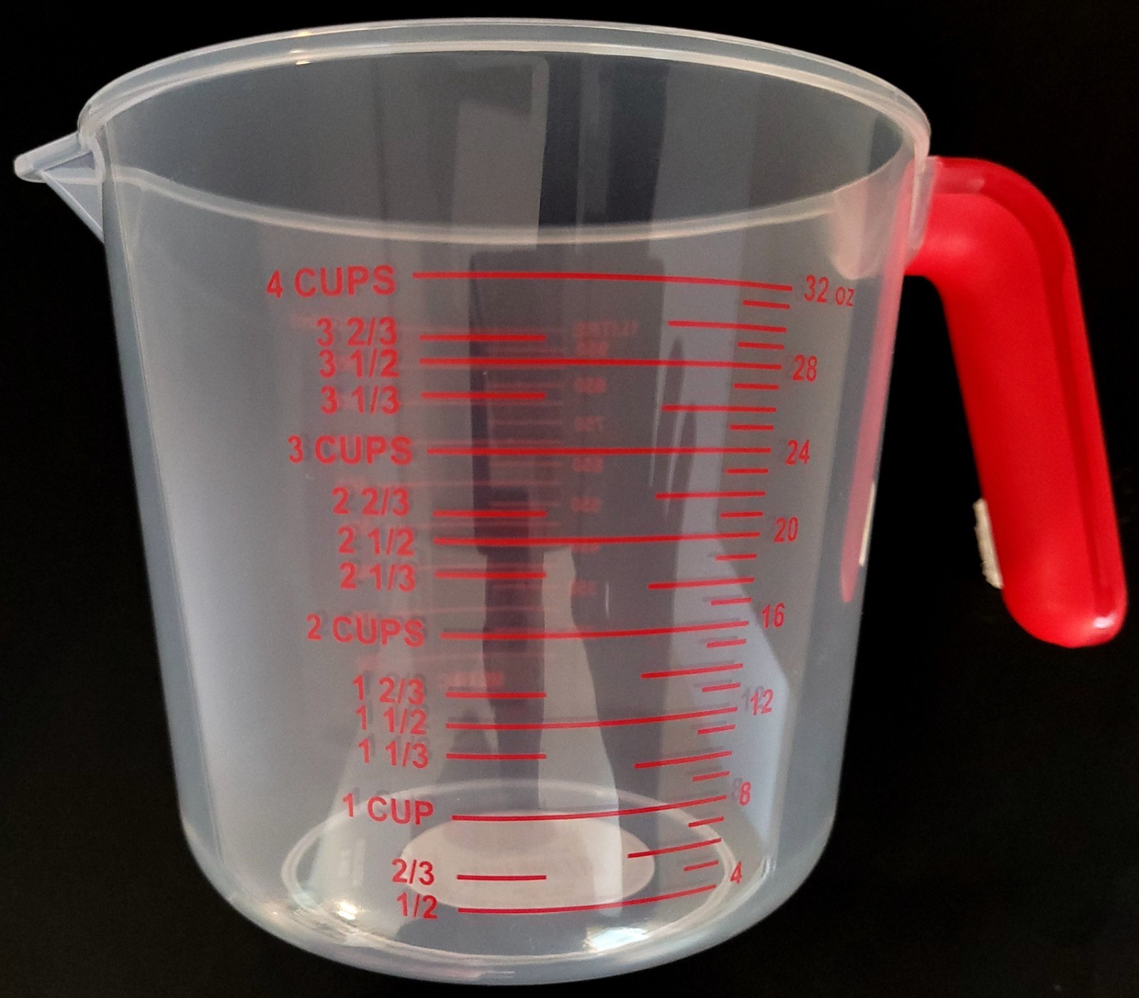 4 Cup (1 liter) Measuring Cups Polypropylene Calibrated oz & mL 1/Pk Red Handle gallery