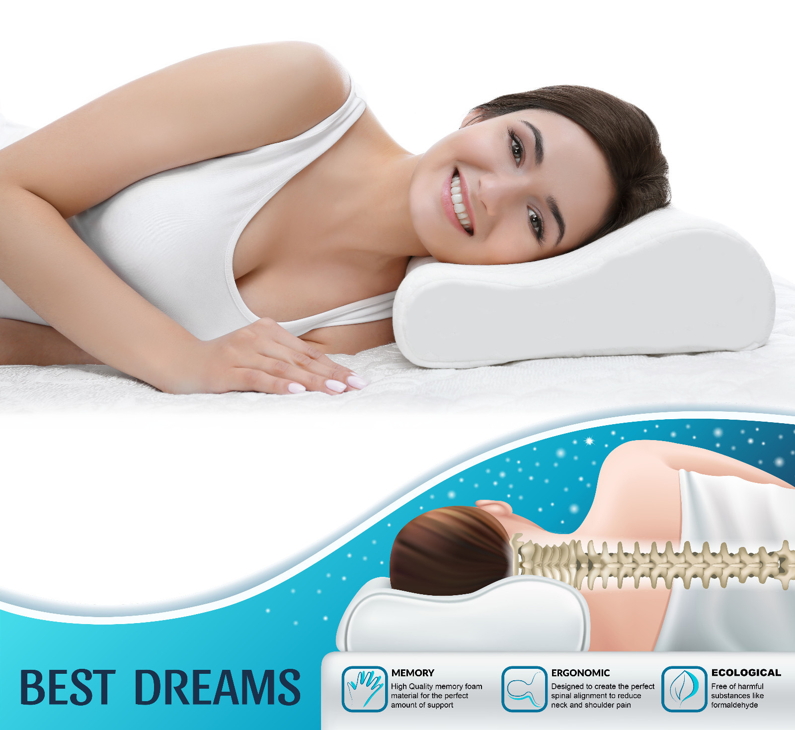 ZG-Home Memory Foam Queen with Velvet Cover, Support Orthopedic, Cervical Pillow gallery
