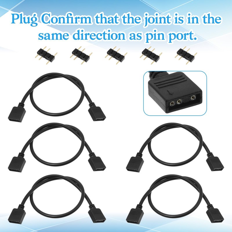 5 PCS ARGB Extension Cable, ARGB Splitter 5V 3 Pin Addressable RGB Cables, Fe... gallery