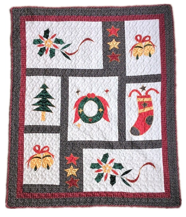 Happy Christmas Reversible Cotton Quilted Throw gallery
