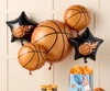 BASKETBALL PARTY BALLOON BUNDLE SET / 5 DECORATIVE ORANGE-BLACK FOIL BALLOONS gallery