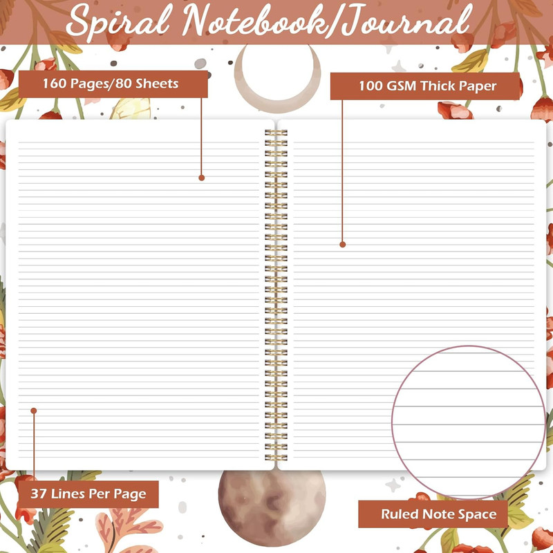 Spiral Notebook - Notebooks Spiral Bound with Back Pocket, Lined Journal Noteboo gallery