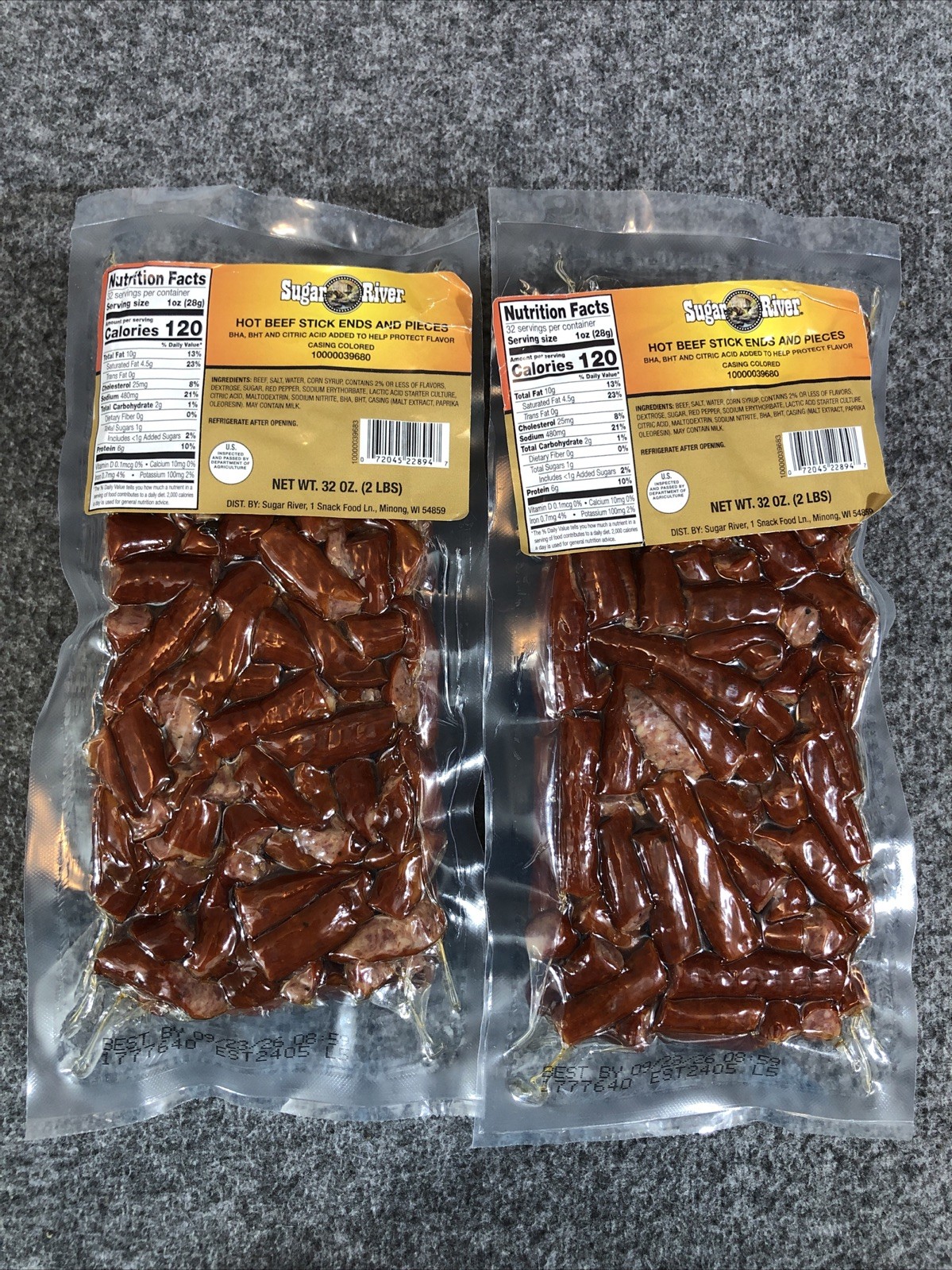 2 x 2lb SUGAR RIVER HOT BEEF Stick Ends & Pieces Gluten Free, NEW PRODUCT! gallery