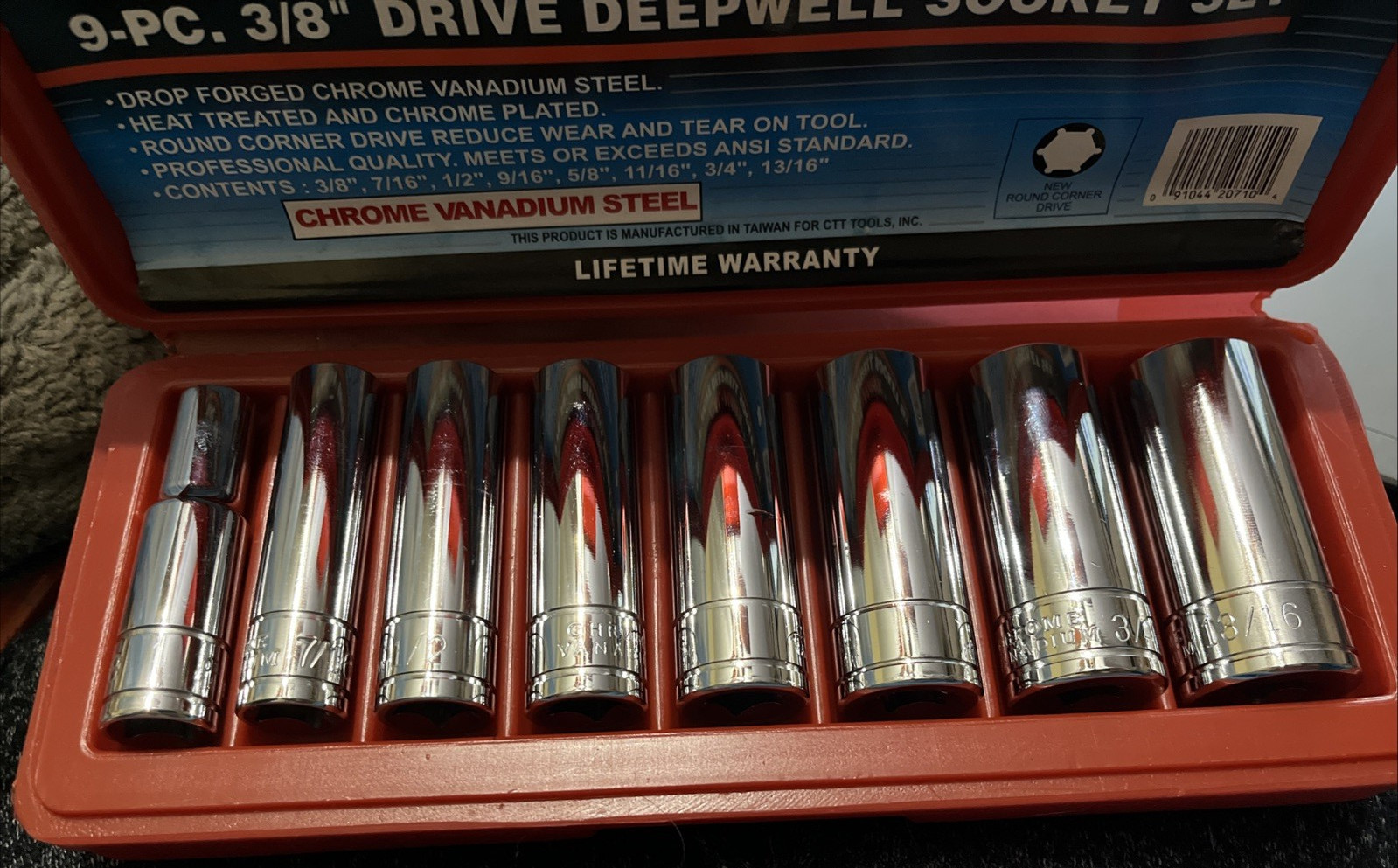 Cal-Hawk 9pc 3/8” Drive Deepwell Socket Set - Standard Sizes - Nice! ADSCV093S gallery