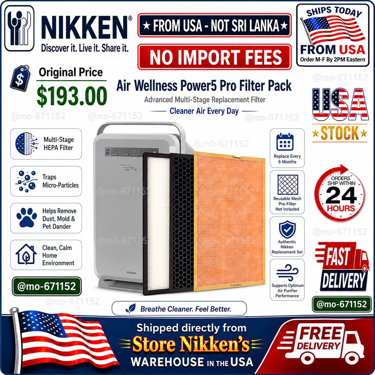 Nikken Air Wellness Power5 Pro Filter Pack HEPA Replacement Set #1439❗US Seller❗ gallery