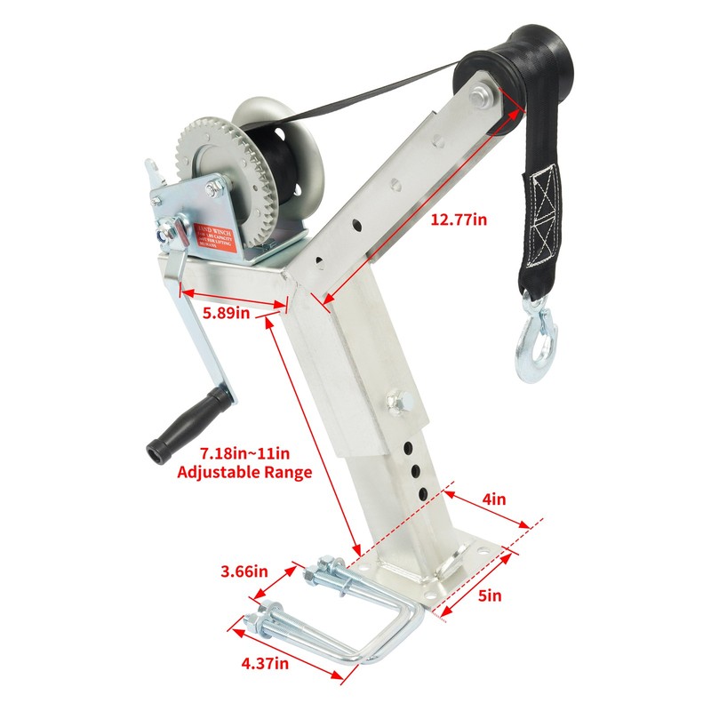 Adjustable Winch Post Winch Stand W/1400lbs Winch Roller For Boat Trailer part gallery