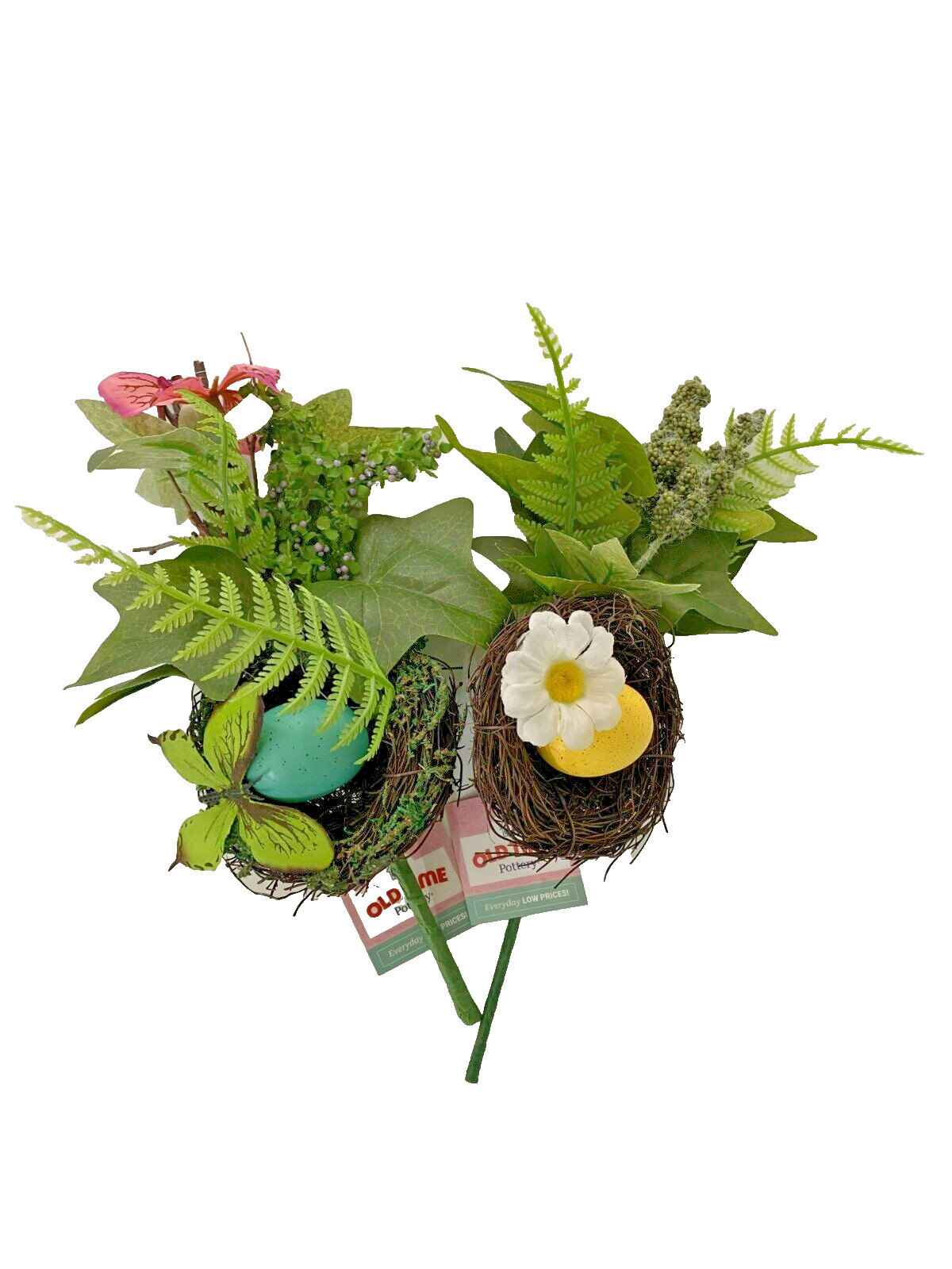 NEW 2 PC EASTER EGG BUTTERFLY BIRDS NEST 12" SPRING FLORAL PICKS WREATHS DECOR gallery