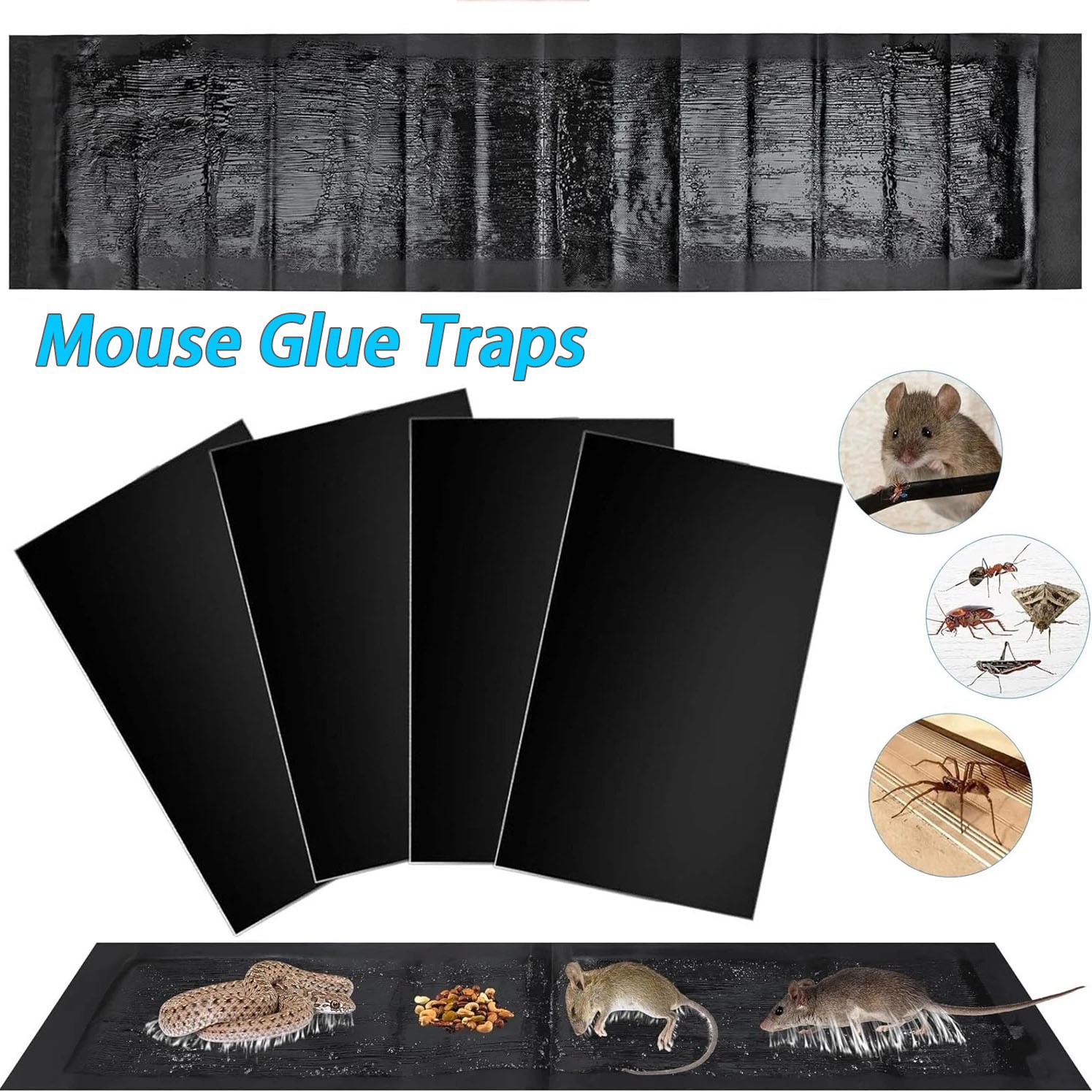 4 Pcs Mouse Glue Traps 24 x 11inch Anti Slip Rat Snake Rodent Sticky Pads Pet gallery