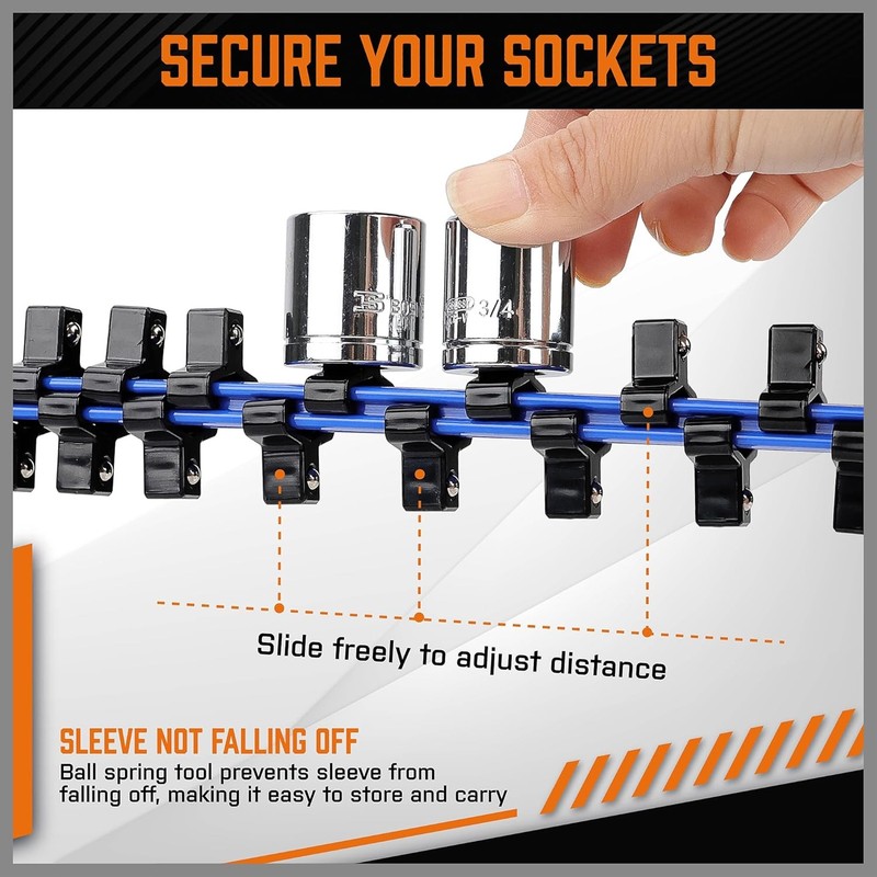 6PC Double Sided Socket Holder Organizer 1/4 3/8 1/2 Driver Shallow Deep Socket gallery