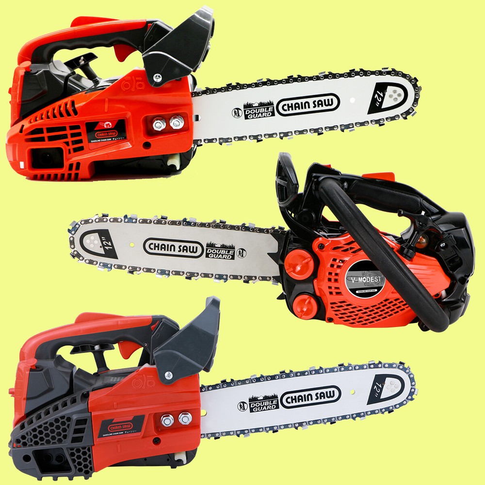 3Types Gas Top Handle Chainsaw with 12'' Bar Chain 2-Stroke Engine Cut Tree Wood