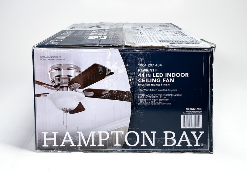 Ceiling Fan & Light 44" Hampton Bay Hawkins LED Brushed Nickel 5 Blade 3 Speed gallery