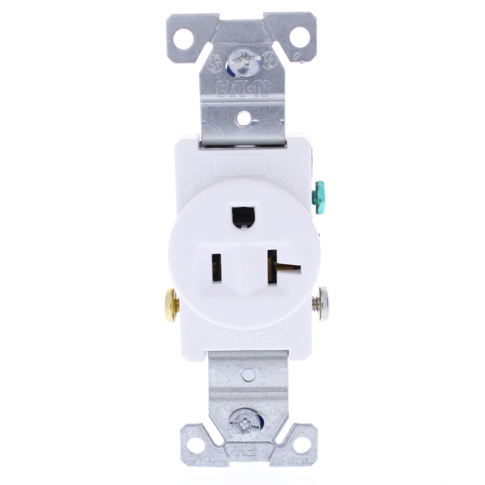 Eaton White COMMERCIAL Outlet Single Receptacle NEMA 5-20R 125V 20A 1877W Boxed gallery
