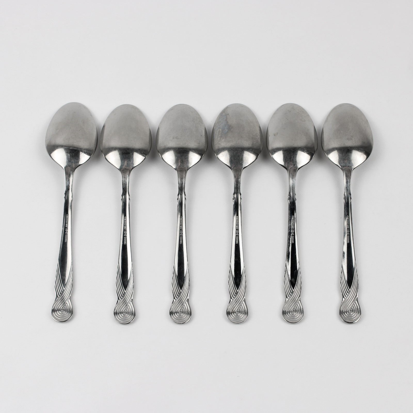 Set Of 6 Retroneu Octave Pattern 18/8 Stainless Oval Soup Spoons 7 Inches gallery