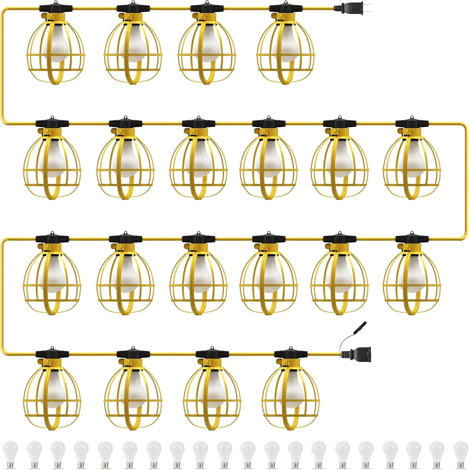 200FT Construction String Lights - 20 Bulbs, 21000LM Temporary Job Site Lighting gallery