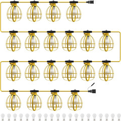 200FT Construction String Lights – 20 Bulbs, 21000LM Temporary Job Site Lighting