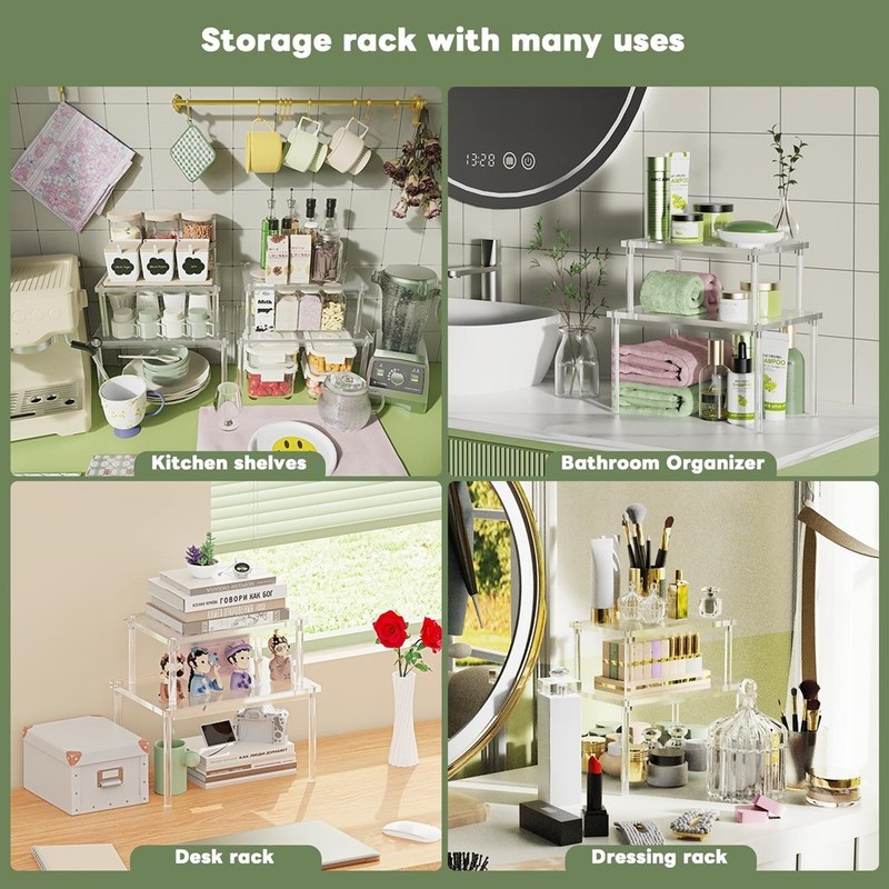 1x (house essentials 2 pack transparent acrylic shelf, spice rack as ges1405 gallery