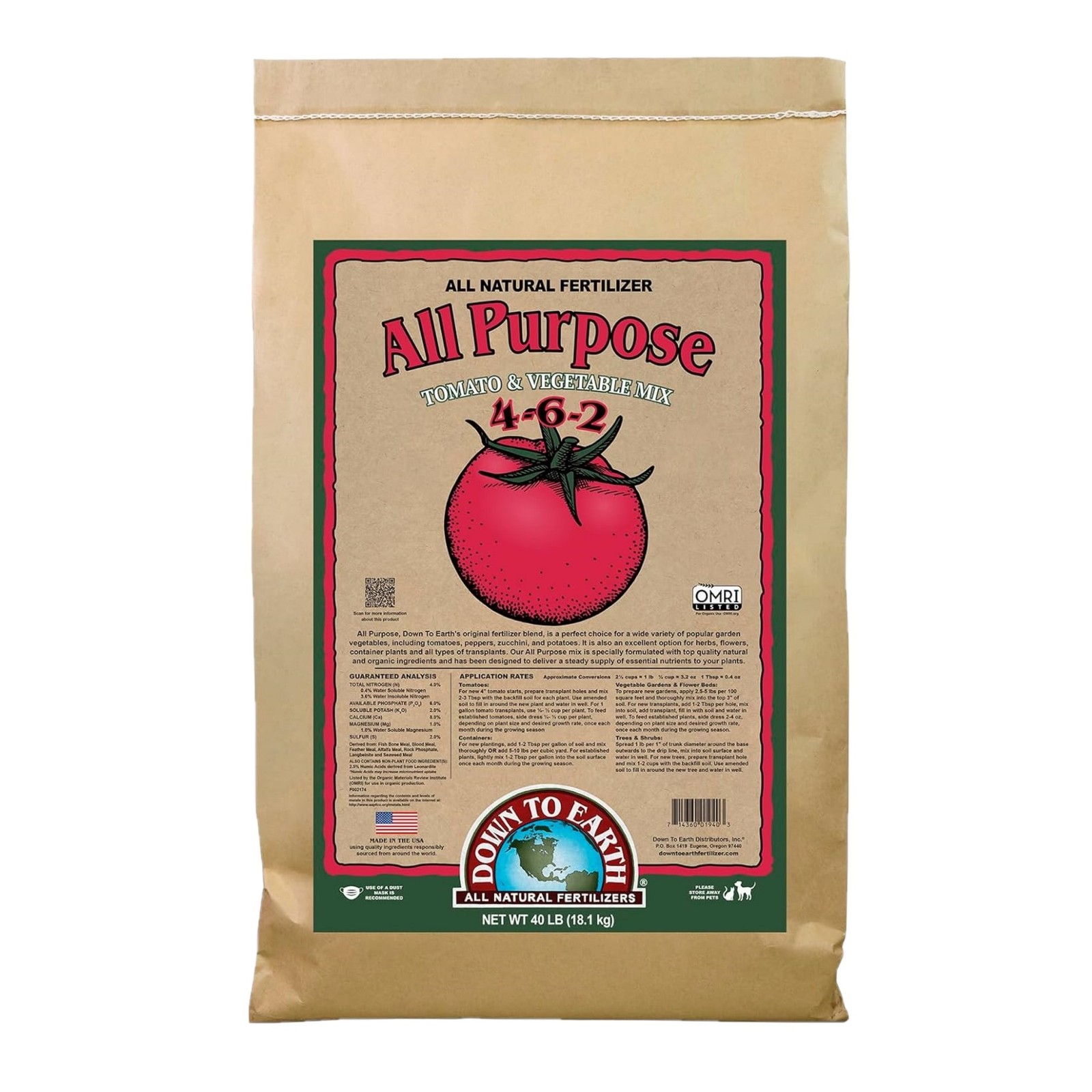 Down To Earth All Purpose Tomato & Vegetable Mix 4-6-2 Plant Food, 40 lb Bag gallery