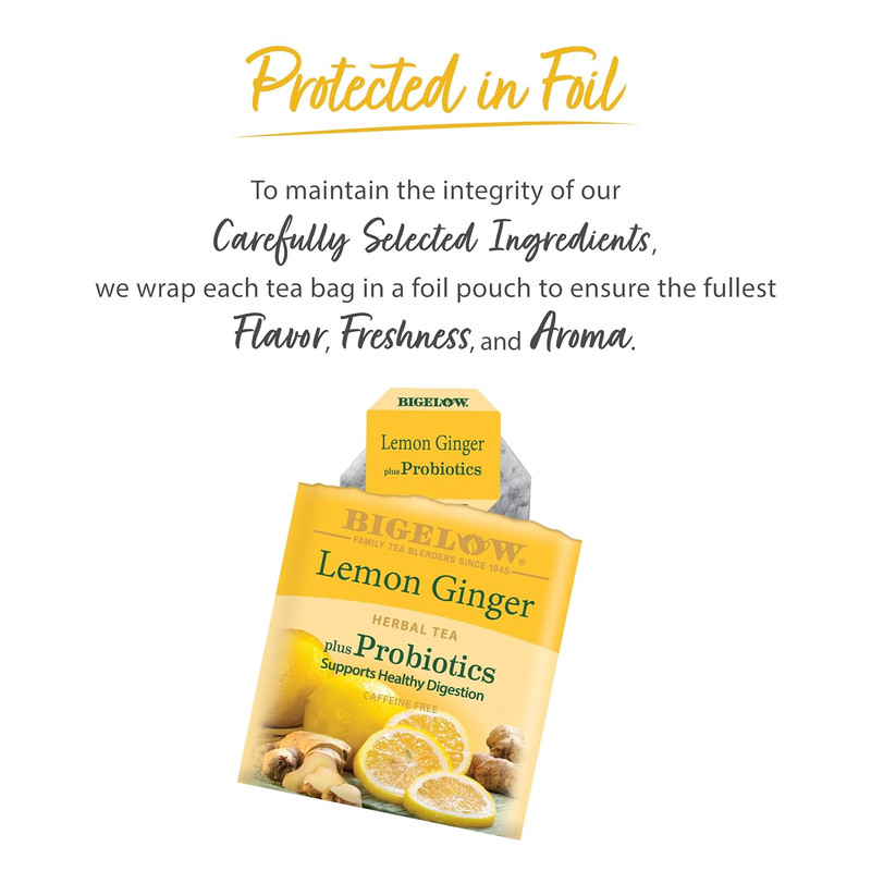 Bigelow Tea Lemon Ginger plus Probiotics Herbal Tea Caffeine Free 108 Tea Bags gallery