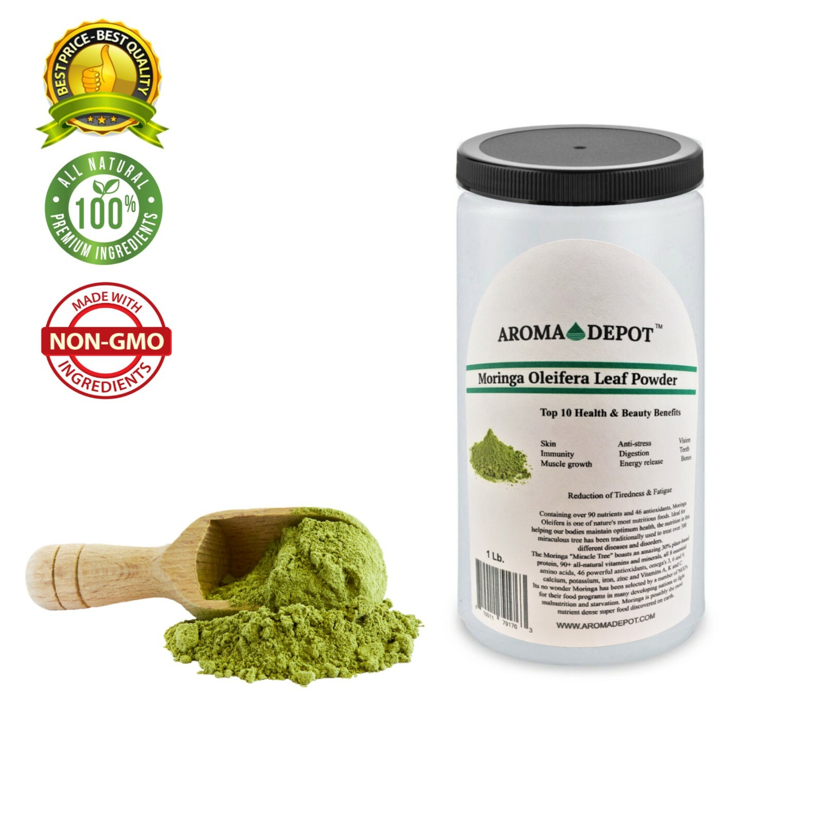 1lb Moringa leaf Powder Great For Energy, Nutrition Pure Natural JAR gallery