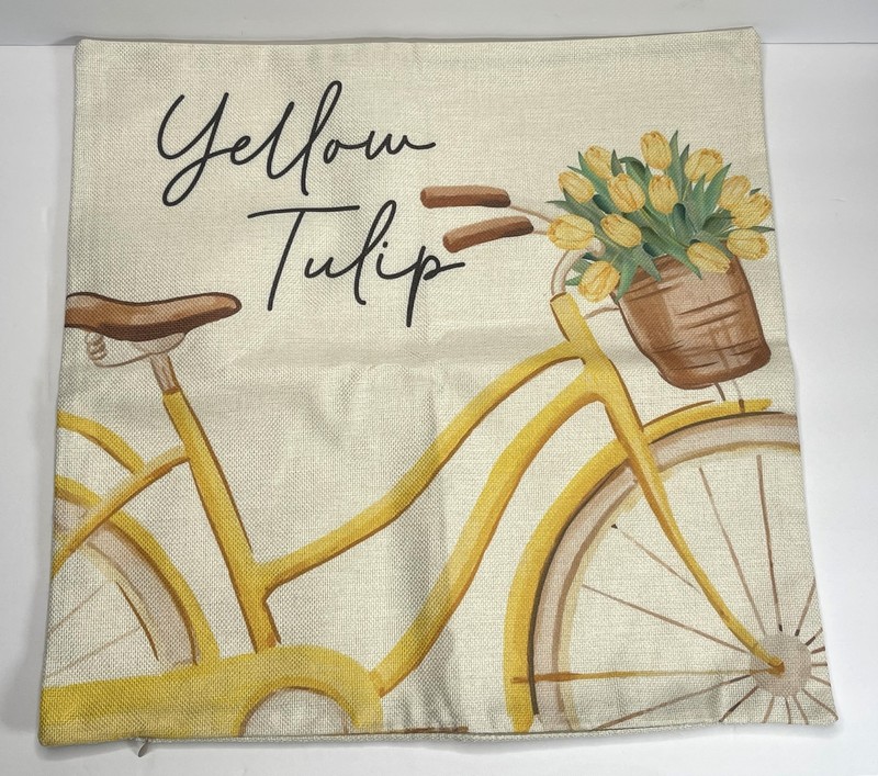 4-Spring Pillow Covers Tulip Spring Summer Farmhouse Decor Bicycle Cushion Cover gallery