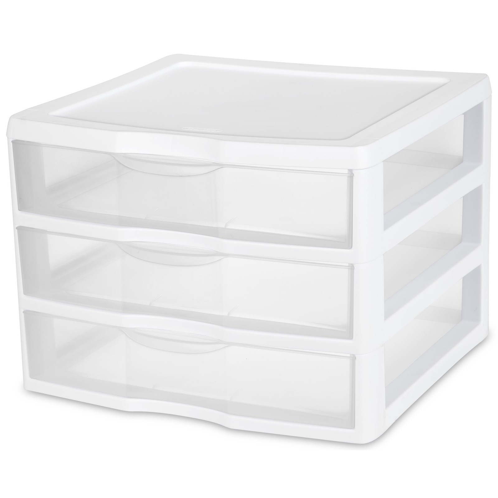 Wide 3 Drawer Unit, Clear Plastic Countertop or Desktop Drawers, White gallery