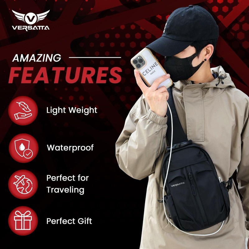 Small Sling Crossbody Backpack with RFID Pocket, Adjustable Shoulder Bag for ... 4