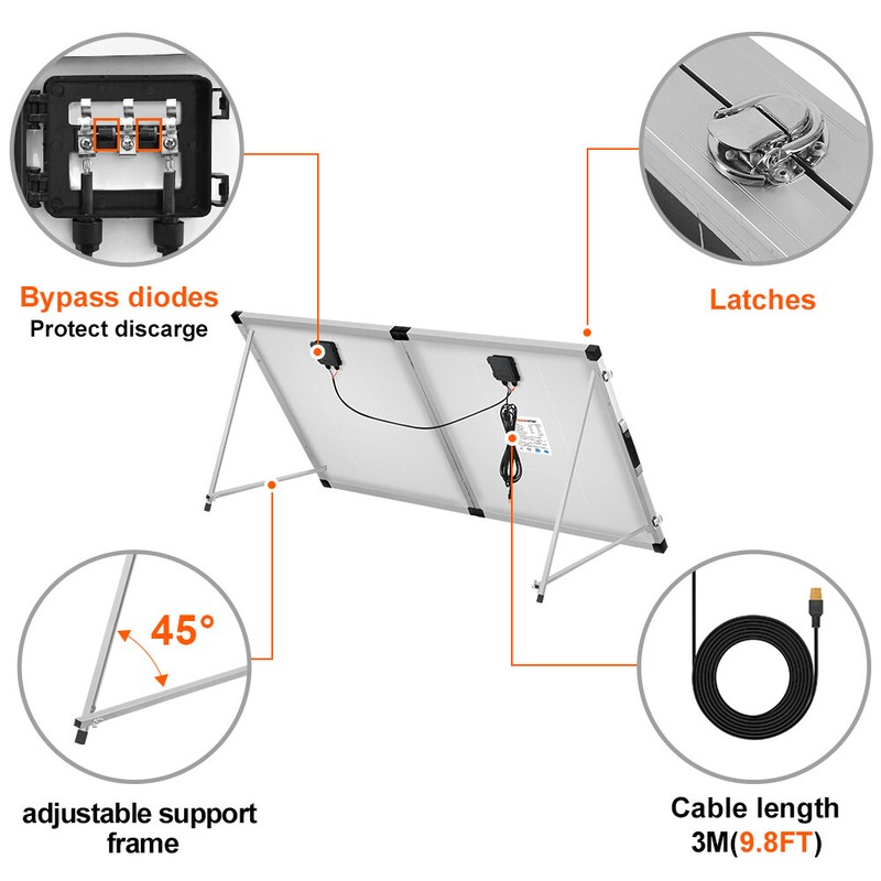 Portable 200W Solar Panel, Foldable & Rigid for Boat, RV, and Emergency Power gallery