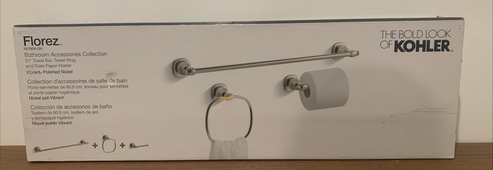 Kohler Florez Bathroom Accessory Set R27909-SN Polished Nickel - No Hardware gallery