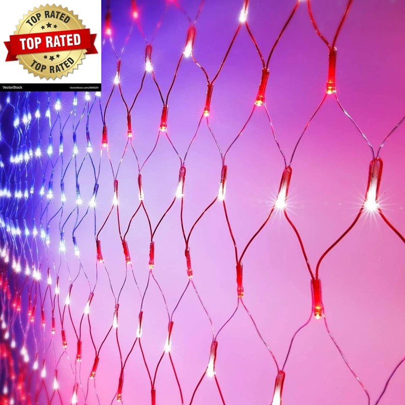 American Flag String Lights Waterproof Led Flag Net Light with 420 Super Bright gallery