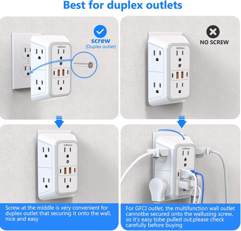 Outlet Extender Surge Protector - 6 Outlet Splitter with 4 USB Ports (2 USB C), gallery