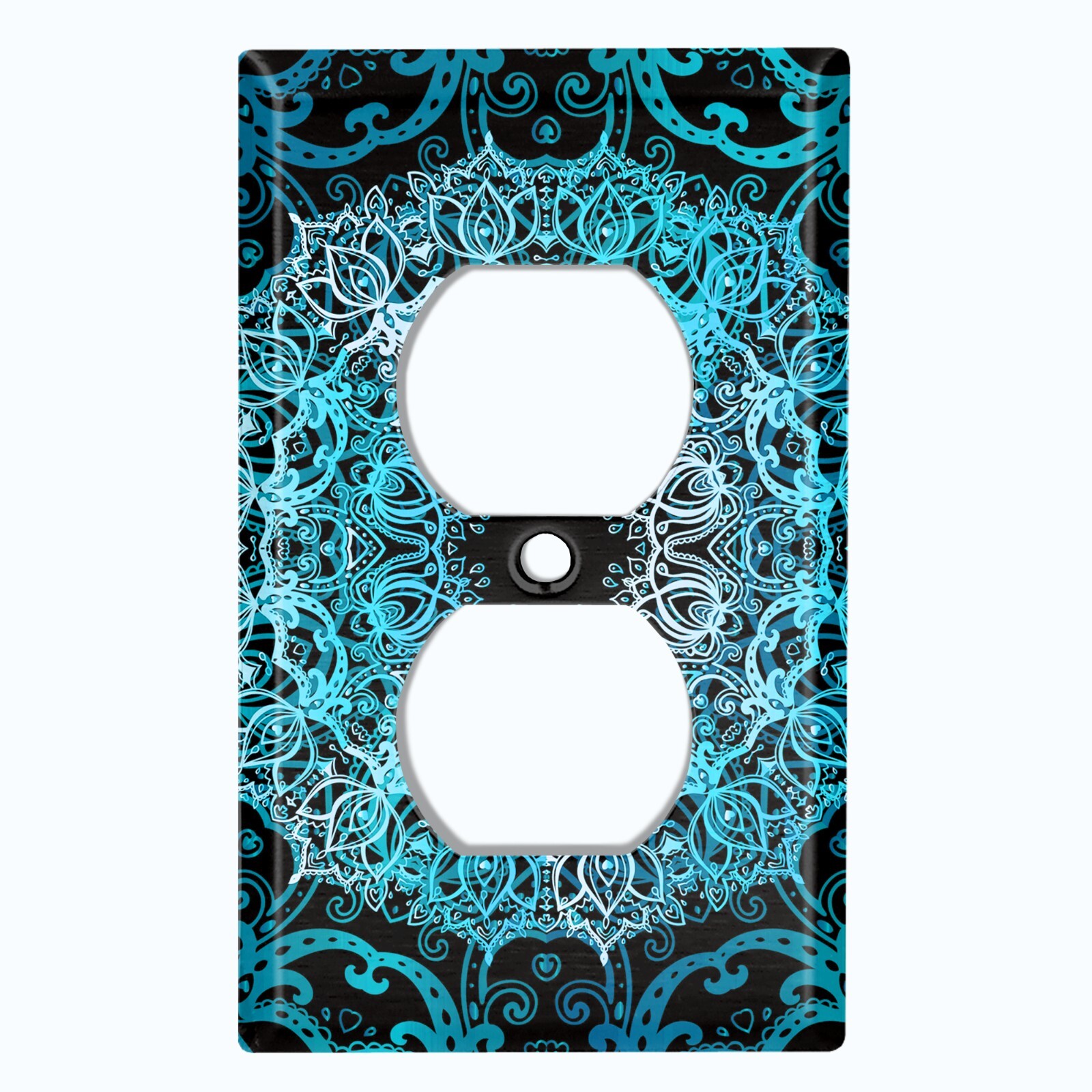 Metal Light Switch Cover Wall Plate Teal Black Mandala Circle Pattern MDL009 gallery