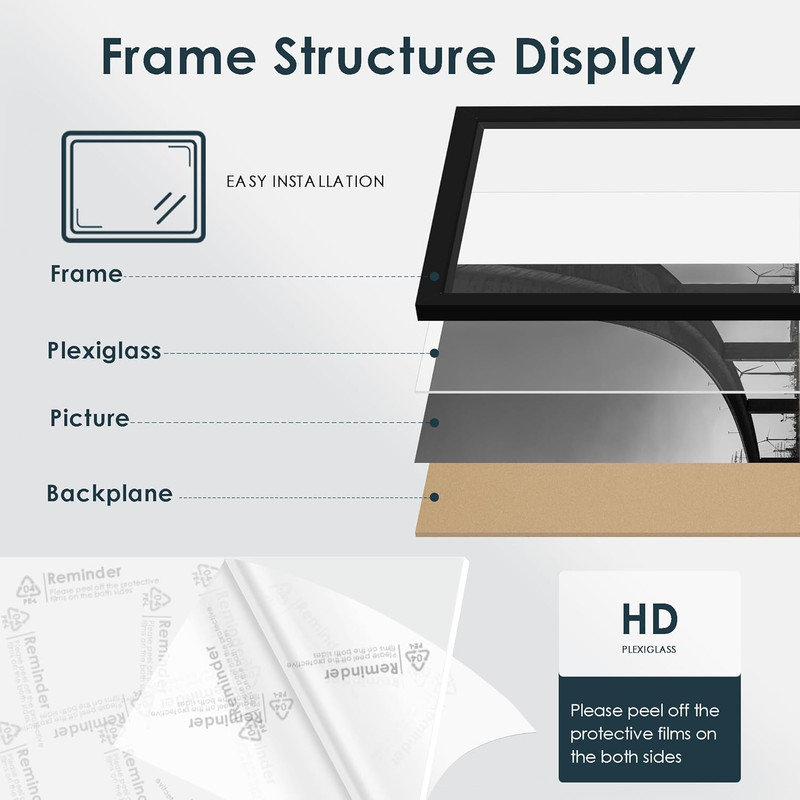 18X24 Frame 5 Pack, Black Poster Frames 18 X 24 for Horizontal or Vertical Wall gallery