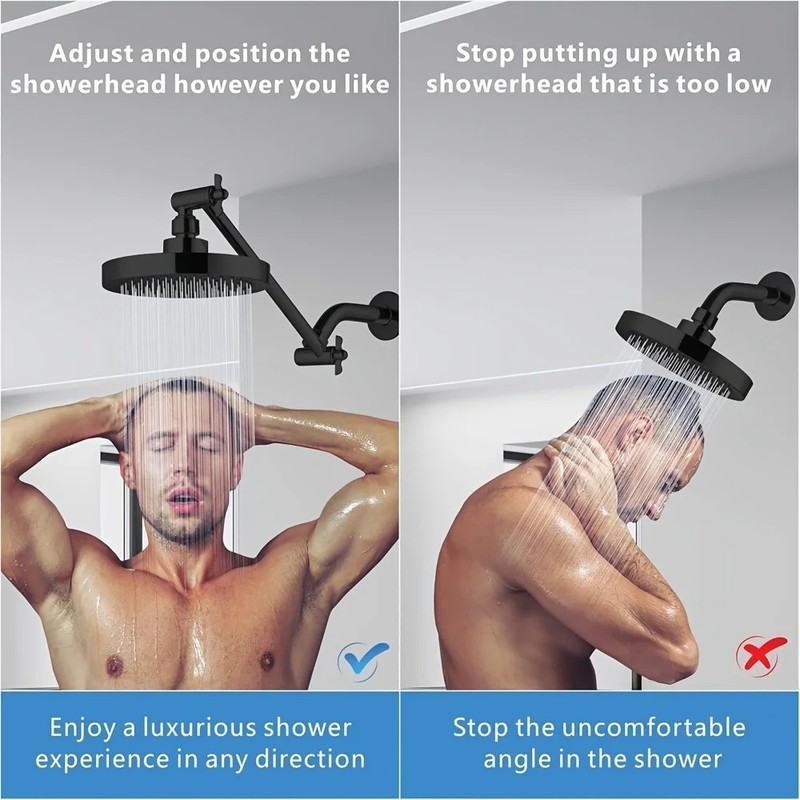 11in Adjustable Shower Head Extension Arm Bathroom Accessory gallery