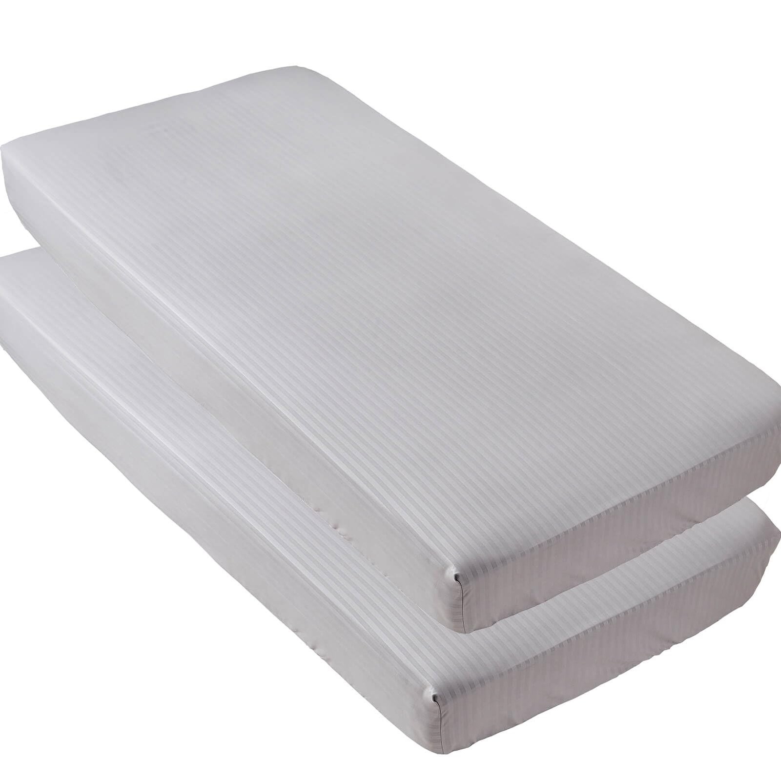 Grey Striped Fitted Sheet For RV Narrow Twin Bed Microfiber 30x75 In 2 PCS gallery