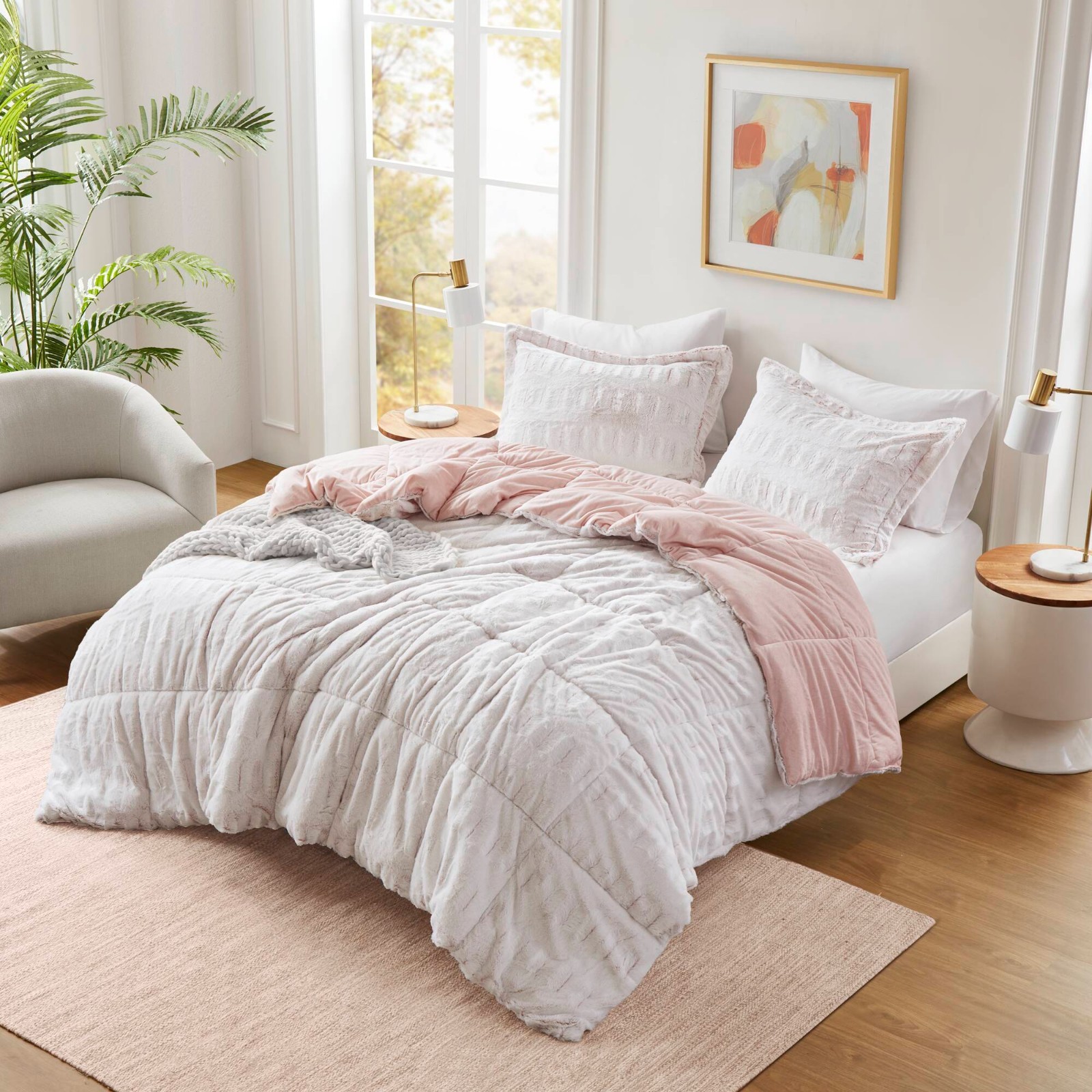 2/3pcs Ultra Soft Reversible Faux Fur Comforter Set Matching Shams Warm Bedroom gallery