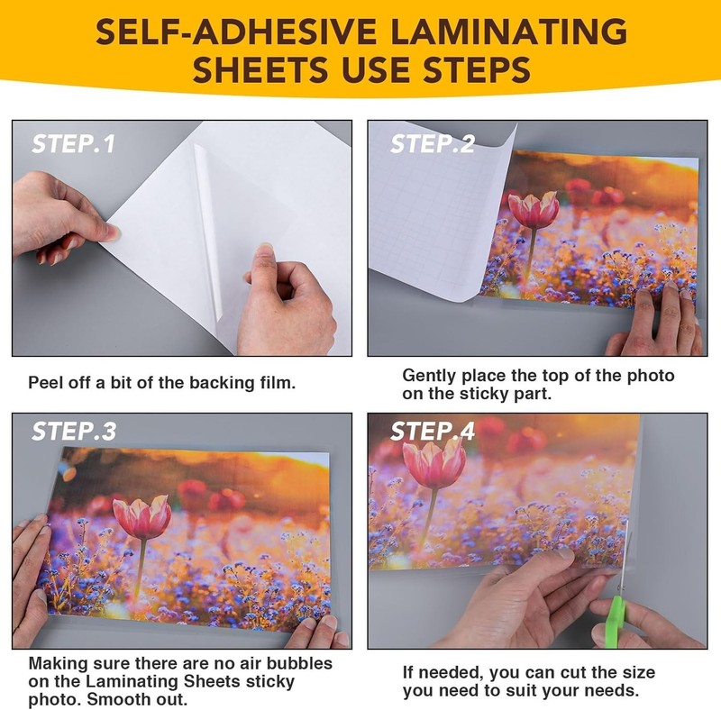 50 Pack Self Adhesive Laminating Sheets, 9 X 12 Inch, Clear Sticker Laminate She gallery