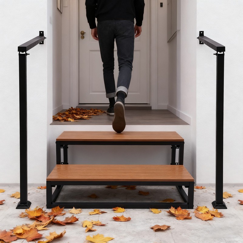 2 Steps Stairs With Handrail Multi Function Garage Stepping Stair Indoor/Outdoor gallery