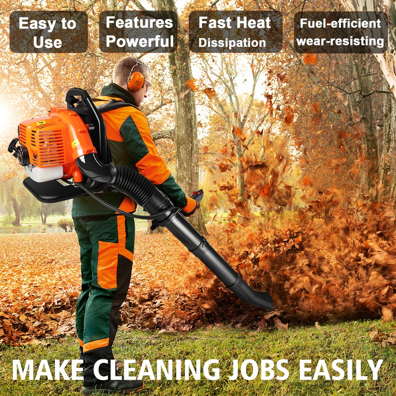 Backpack Leaf Blower Gas Powered Snow Blower 665CFM 43CC 2-Stroke 280MPH 3HP gallery