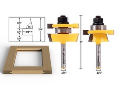 Shaker 2 Bit Rail and Stile Router Bit Set – 1/4″ Shank – Yonico 12249q