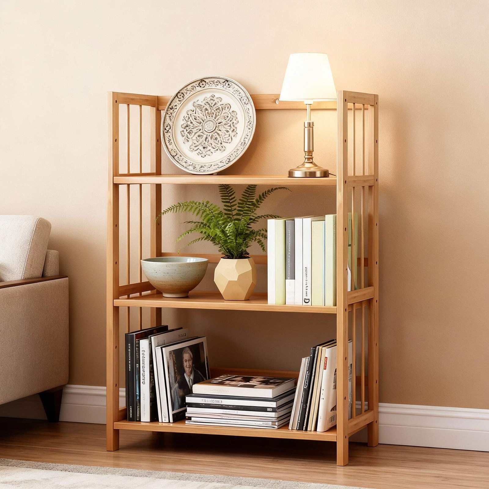 Tall Bamboo Bookshelf – Adjustable Shelves, Narrow Freestanding Storage Rack gallery